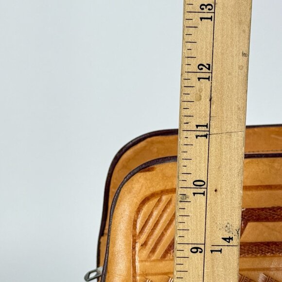 Hand Tooled Leather Crossbody Purse W/Eagle & Aztec Motif Boho Style Rustic Bag - Picture 10 of 10